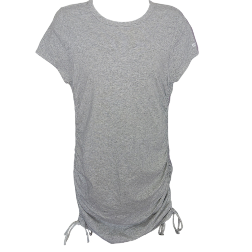 Calvin Klein Jeans Drawstring Elastic Ruffle Side Short Sleeve Dress